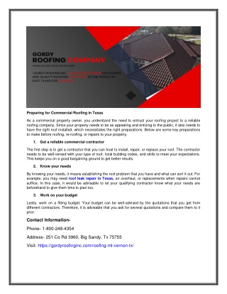 Preparing for Commercial Roofing in Texas