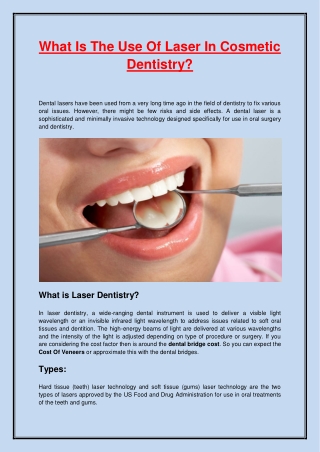 What Is The Use Of Laser In Cosmetic Dentistry