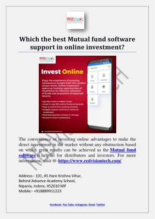 Which the best Mutual fund software support in online investment