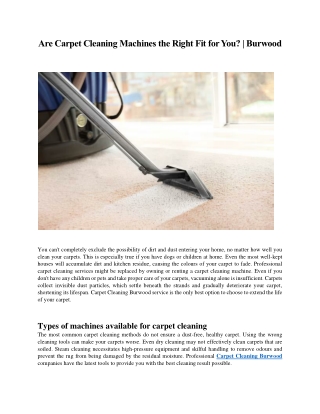 Are Carpet Cleaning Machines the Right Fit for You