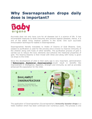 Why Swarnaprashan drops daily dose is important