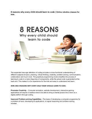 8 reasons why every child should learn to code _ Online robotics classes for kids