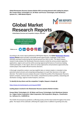 Global Wastewater Recovery Systems Market 2021