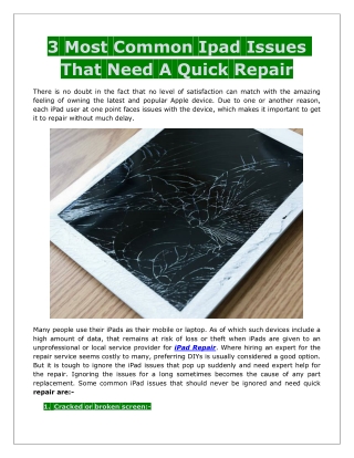 3 Most Common Ipad Issues That Need A Quick Repair