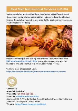 Best Sikh Matrimonial Services in Delhi