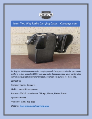 Icom Two Way Radio Carrying Cases | Caseguys.com