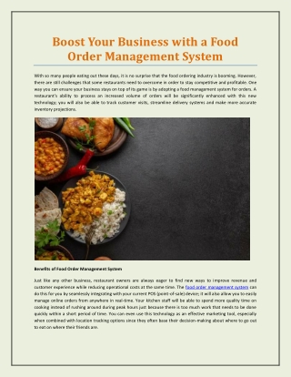 Boost Your Business with a Food Order Management System