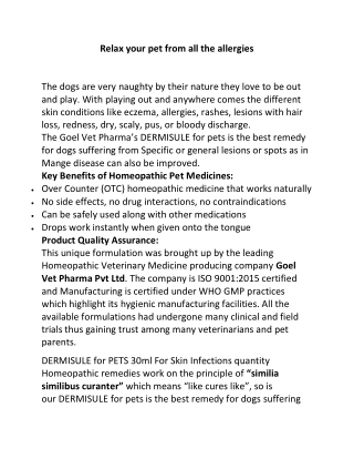 Relax your pet from all the allergies