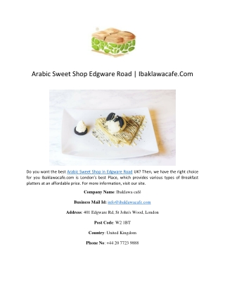 Arabic Sweet Shop Edgware Road