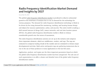 Radio Frequency Identification Market Demand and Insights by 2027