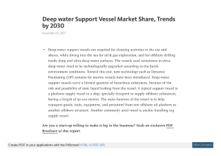 Deep water Support Vessel Market Share, Trends by 2030