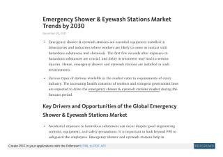Emergency Shower & Eyewash Stations Market Trends by 2030