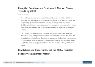 Hospital Foodservice Equipment Market Share, Trends by 2030