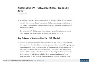 Automotive EV HUB Market Share, Trends by 2030