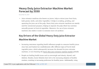 Heavy Duty Juice Extractor Machine Market Forecast by 2030