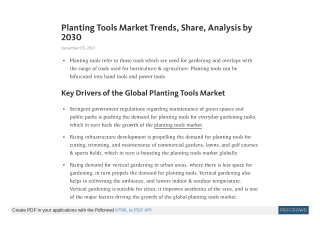 Planting Tools Market Trends, Share, Analysis by 2030