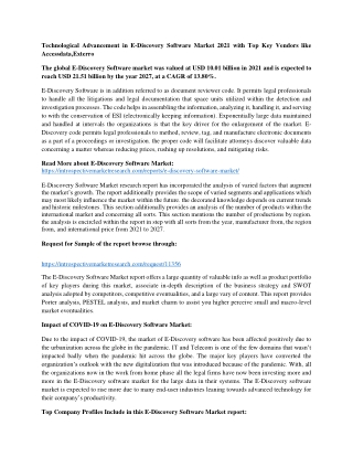 Technological Advancement in E-Discovery Software Market 2021 with Top Key Vendo