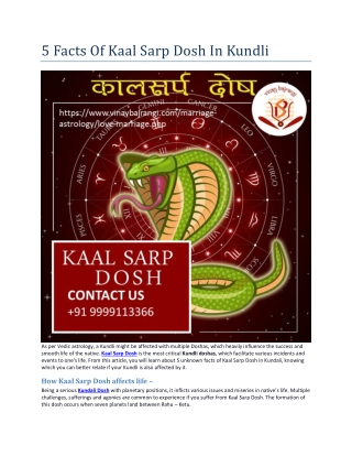 Kaal Sarp Dosh In Kundli