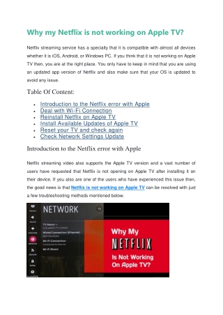 Why my Netflix is not working on Apple TV?