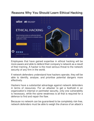Reasons Why You Should Learn Ethical Hacking