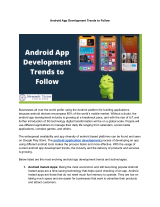 Android App Development Trends to Follow