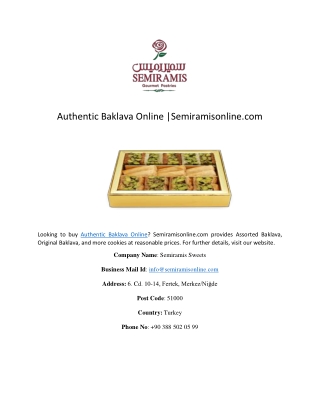 Authentic Baklava Online