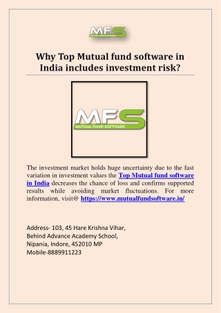 Why Top Mutual fund software in India includes investment risk