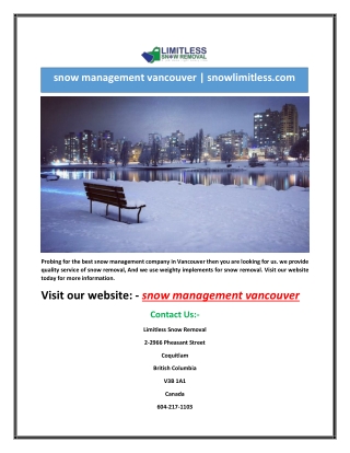 snow management vancouver | snowlimitless.com
