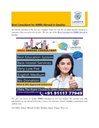 MBBS Abroad Consultants in Gwalior