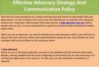 Effective Advocacy Strategy And Communication