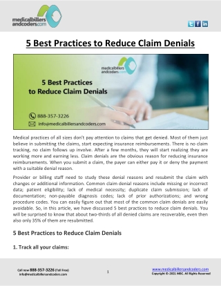 5 Best Practices to Reduce Claim Denials