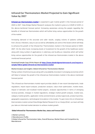 Infrared Ear Thermometers Market Projected to Gain Significant Value by 2027