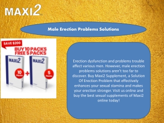 Male Erection Problems Solutions