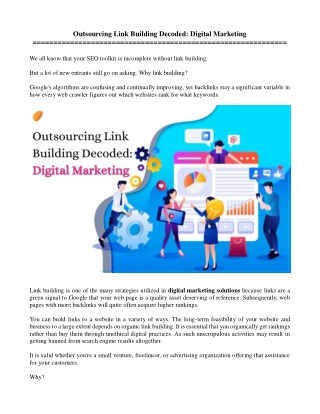 Outsourcing Link Building Decoded Digital Marketing