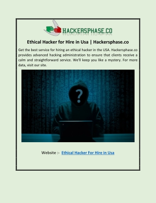 Ethical Hacker for Hire in Usa | Hackersphase.co