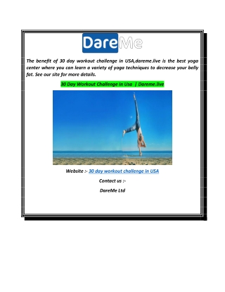 30 Day Workout Challenge In Usa   Dareme.live