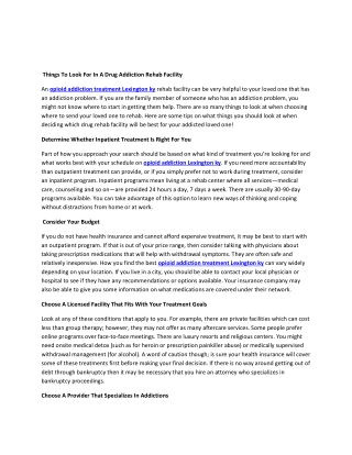 Things To Look For In A Drug Addiction Rehab Facility