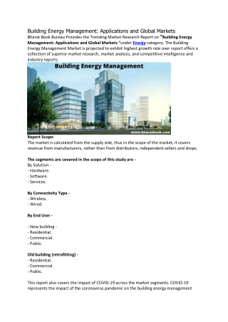 Building Energy Management: Applications and Global Markets