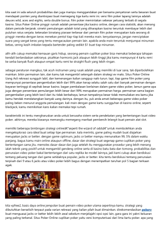 Situs Situs Poker Online Uang Asli Informasi Seputar Terkini Dan Juga Aktual