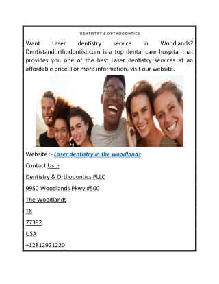 Laser Dentistry In The Woodlands  Dentistandorthodontist.com