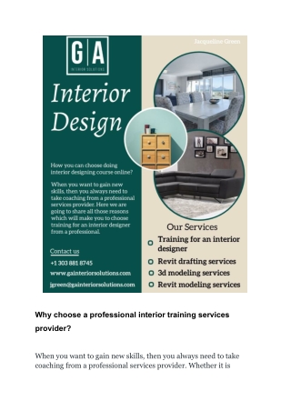Why choose professional interior training services provider?