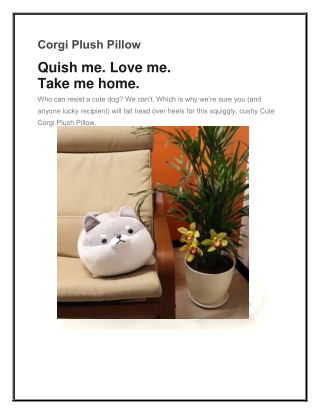 Corgi Plush Pillow