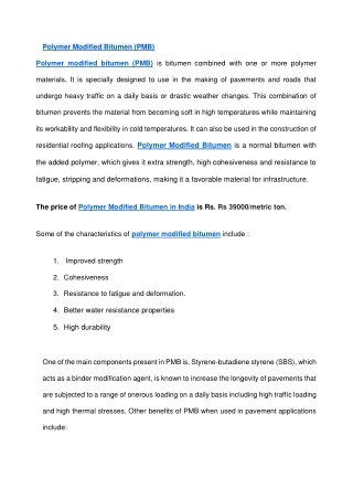 Polymer Modified Bitumen