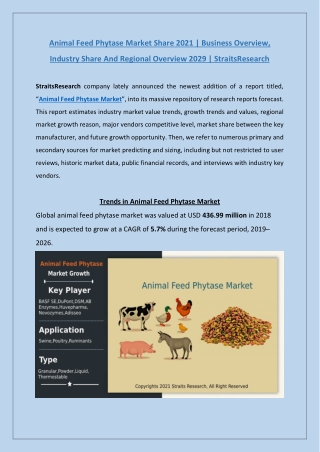 Animal Feed Phytase Market Overview 2021; StraitsResearch