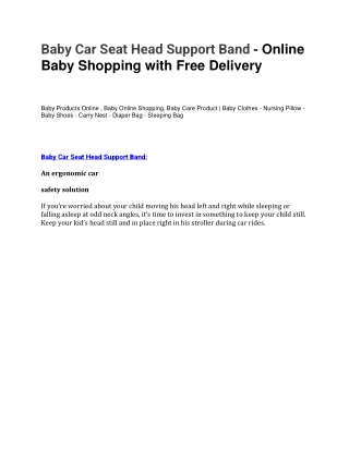 Baby Car Seat Head Support Band