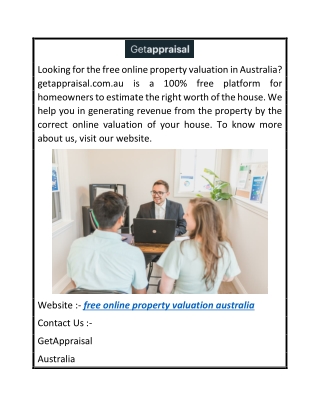 Free Online Property Valuation Australia  Getappraisal.com.au