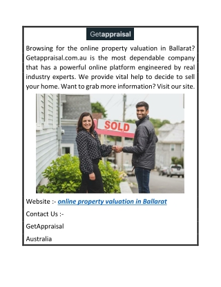 Online Property Valuation In Ballarat  Getappraisal.com.au