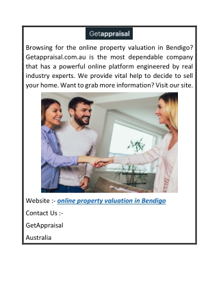 Online Property Valuation In Bendigo  Getappraisal.com.au