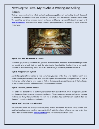 New Degree Press- Myths About Writing and Selling Books