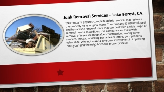 Junk Removal Services Lake Forest, CA